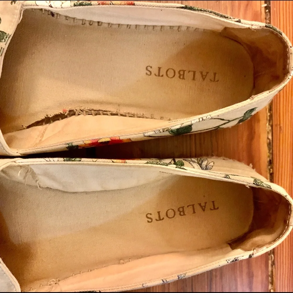 Floral Canvas Espadrille Slip-On Shoes - Beige